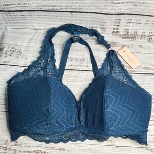 Hips & Curves City Chic‎ M Racer Back Bralette Teal Blue 18/20 2x Plus Size NEW